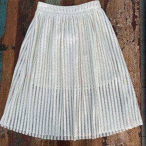 Gianni Bini Cream Laser Cut 3/4 lined Midi Skirt Size Small